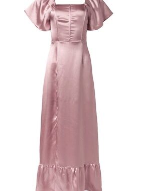 Ivy City Co Maddie Dress Rose Satin Square-Neck Maxi Dress